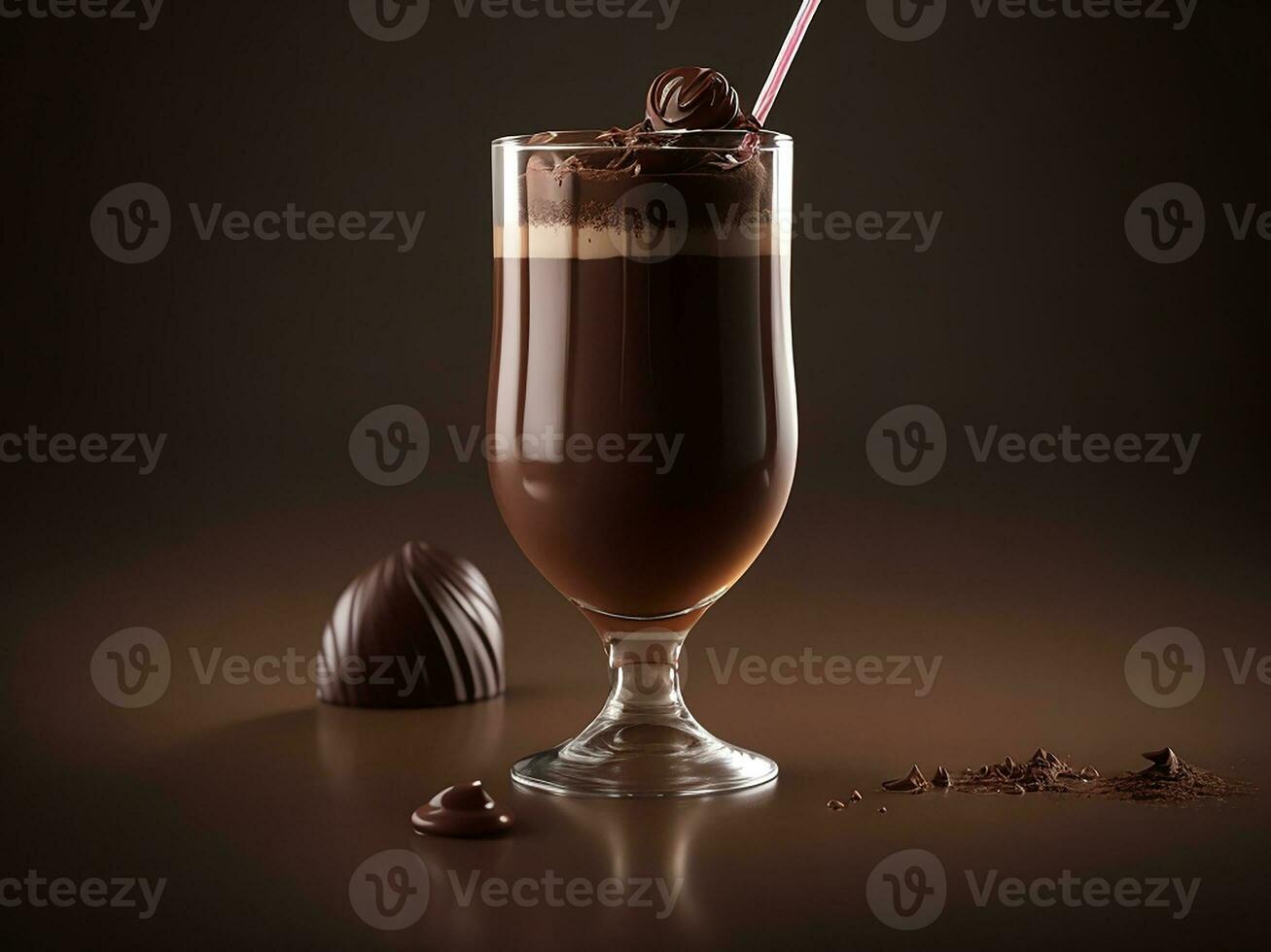 Chocolate Dessert In Glass. Generative Ai photo