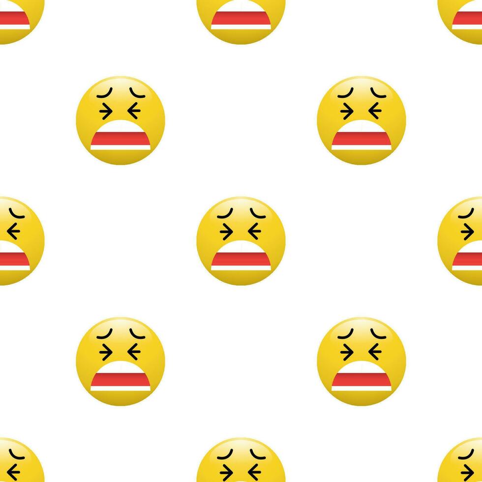 Yellow Head emoticon icon with Facial expressions, Seamless pattern on white background. vector
