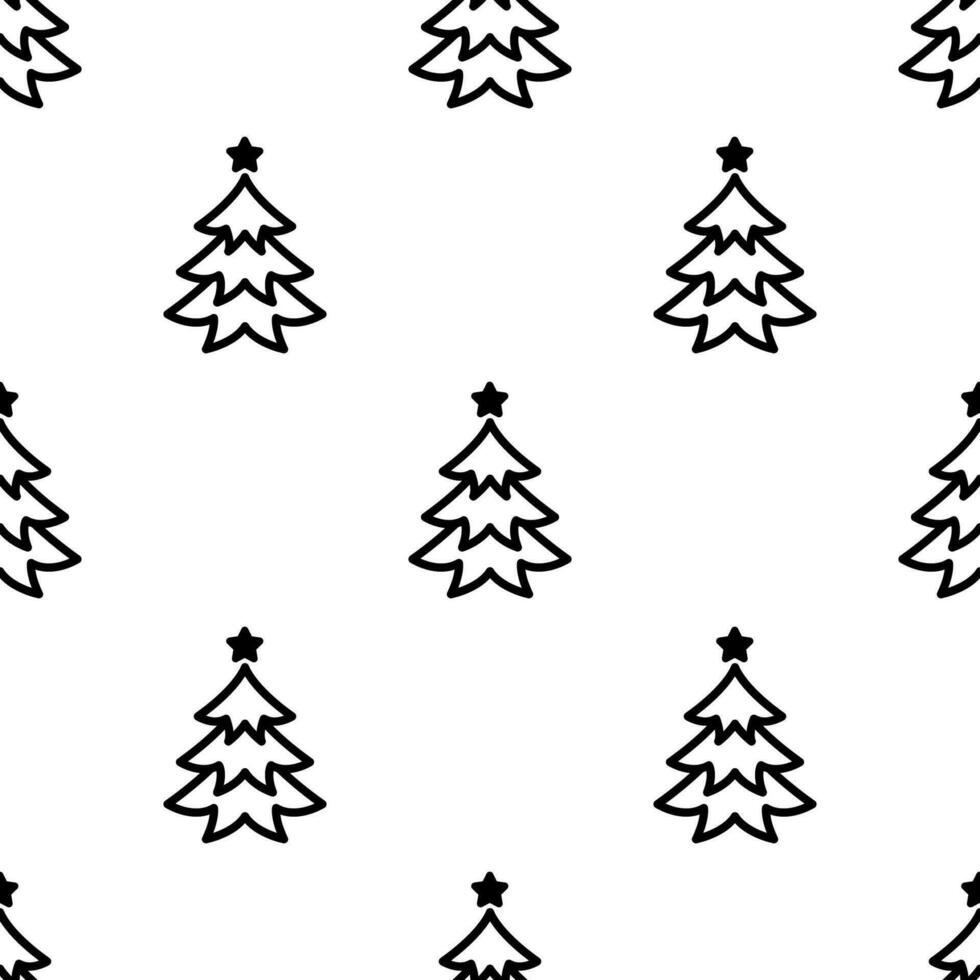 Navidad pino árbol sin costura modelo en blanco antecedentes. vector