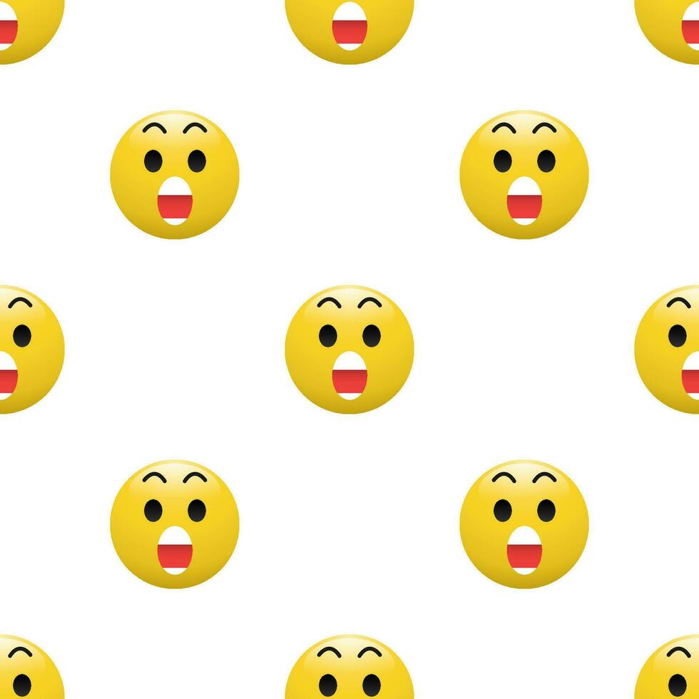 Yellow Head emoticon icon with Facial expressions, Seamless pattern on white background. vector