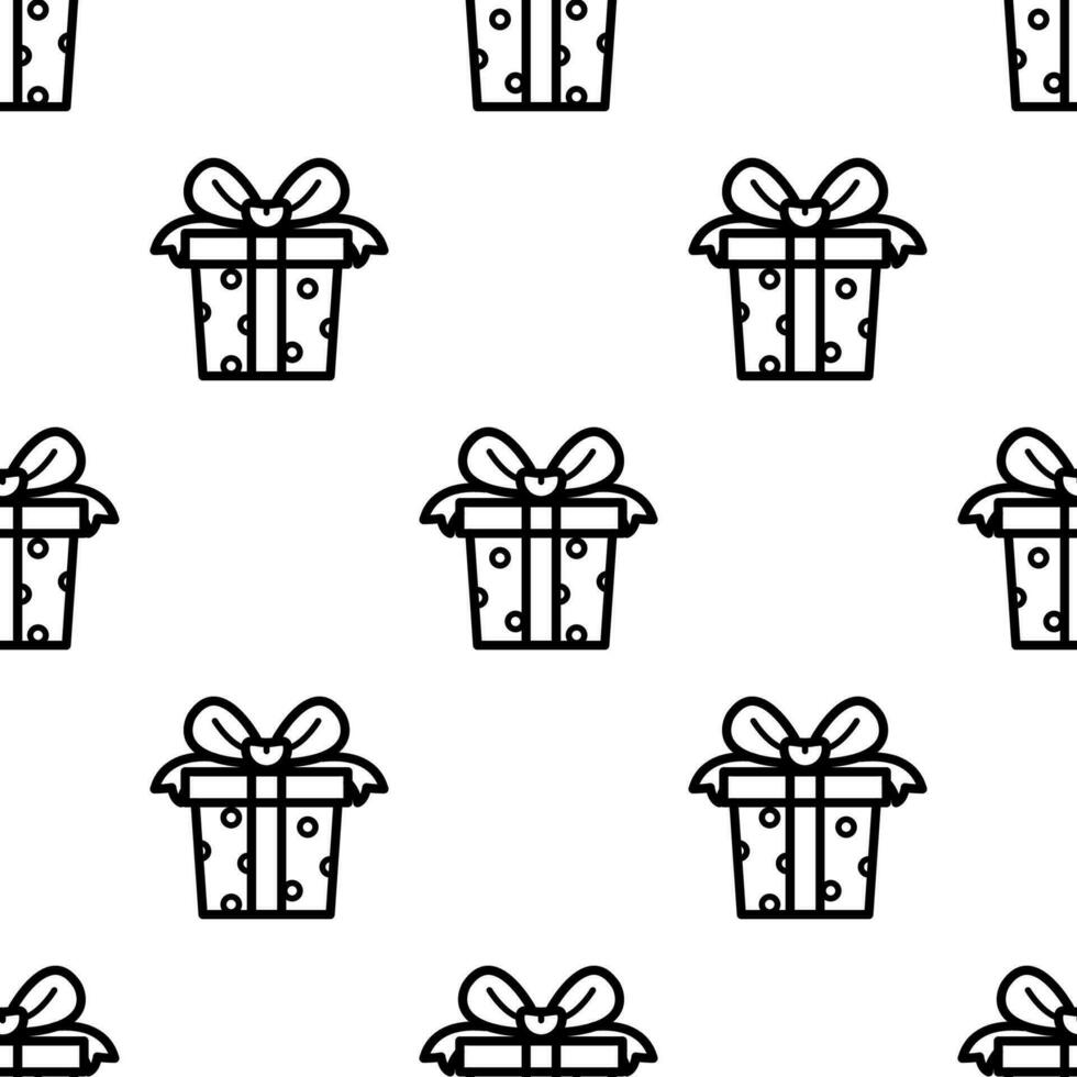 Gift box Seamless pattern on white background. vector