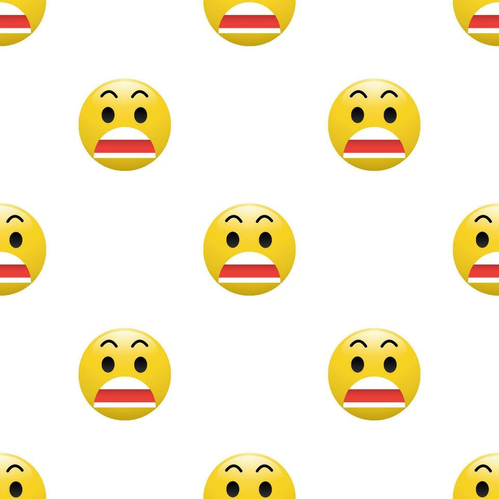 Yellow Head emoticon icon with Facial expressions, Seamless pattern on white background. vector