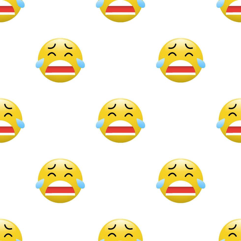 Yellow Head emoticon icon with Facial expressions, Seamless pattern on white background. vector