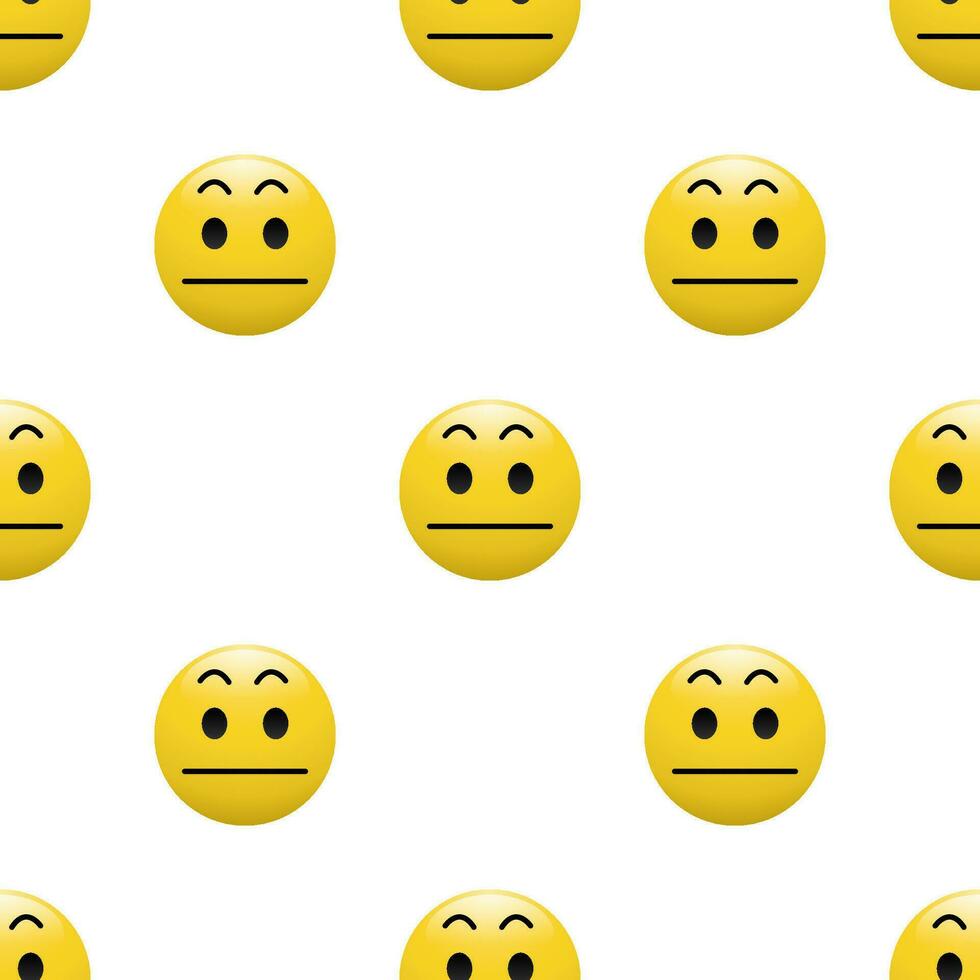 amarillo cabeza emoticon icono con facial expresiones, sin costura modelo en blanco antecedentes. vector
