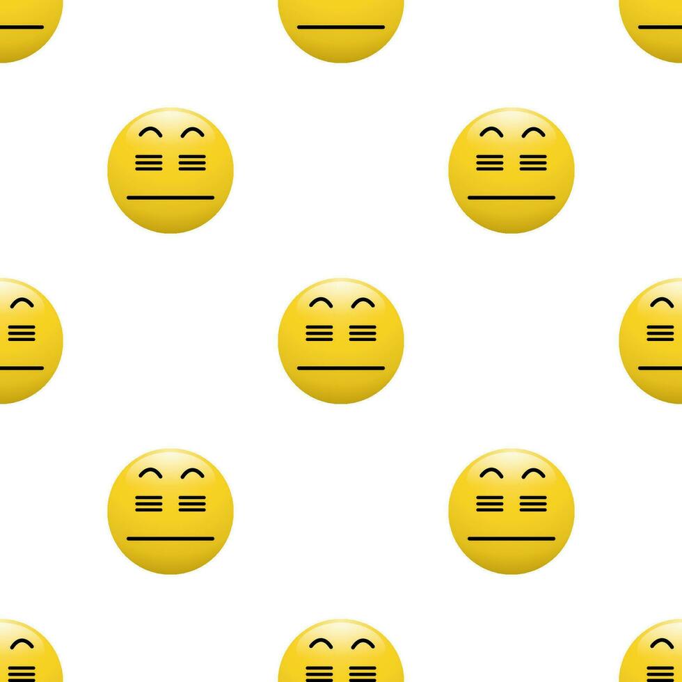 Yellow Head emoticon icon with Facial expressions, Seamless pattern on white background. vector