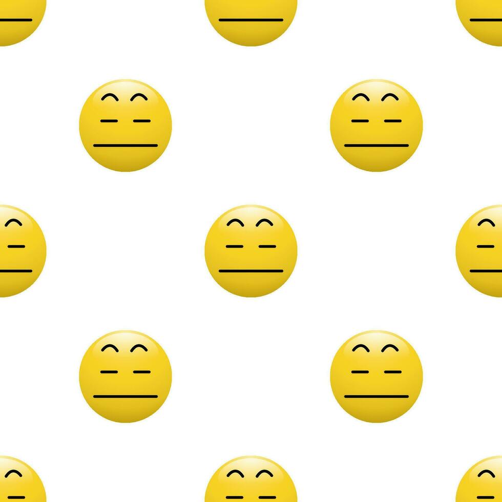 Yellow Head emoticon icon with Facial expressions, Seamless pattern on white background. vector