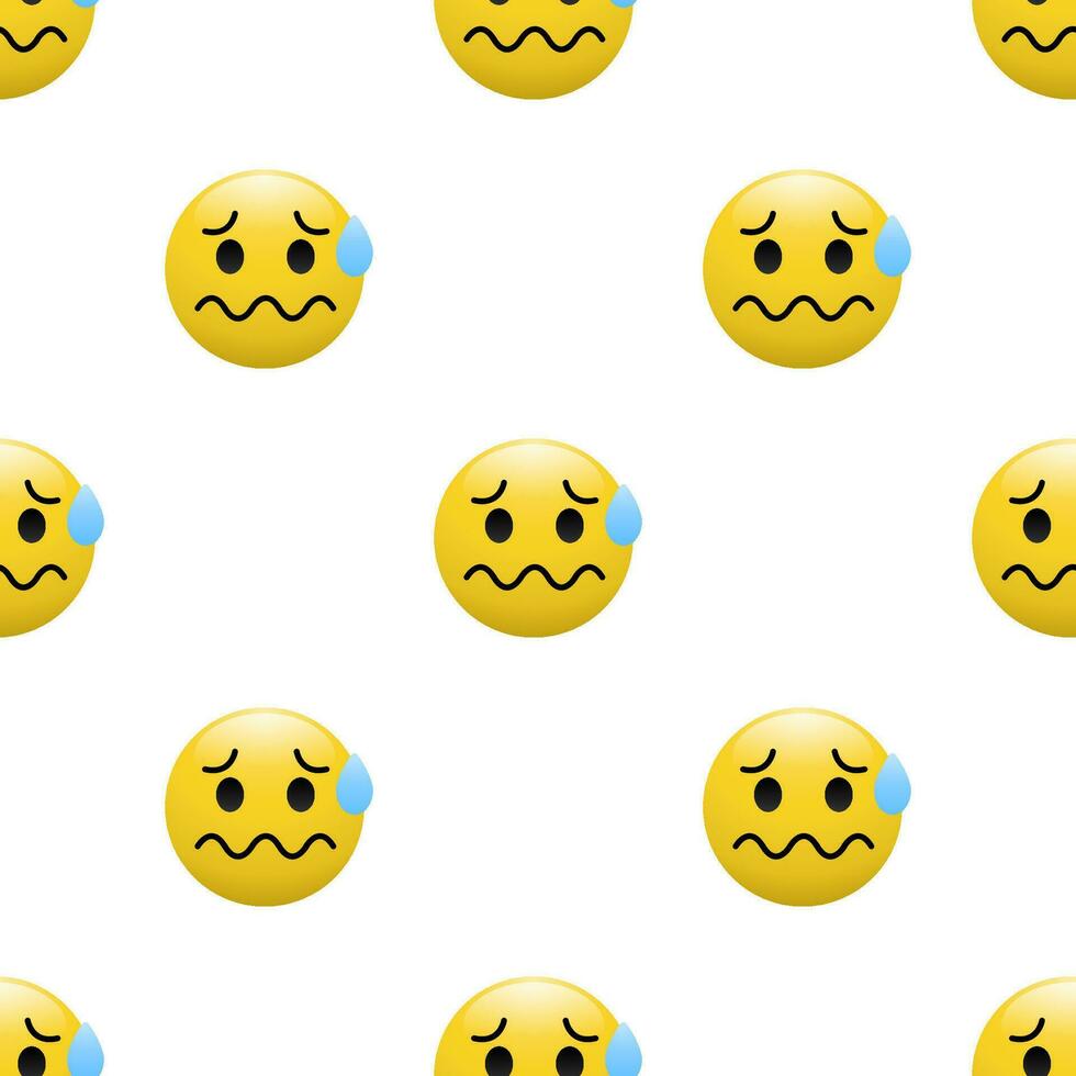 Yellow Head emoticon icon with Facial expressions, Seamless pattern on white background. vector