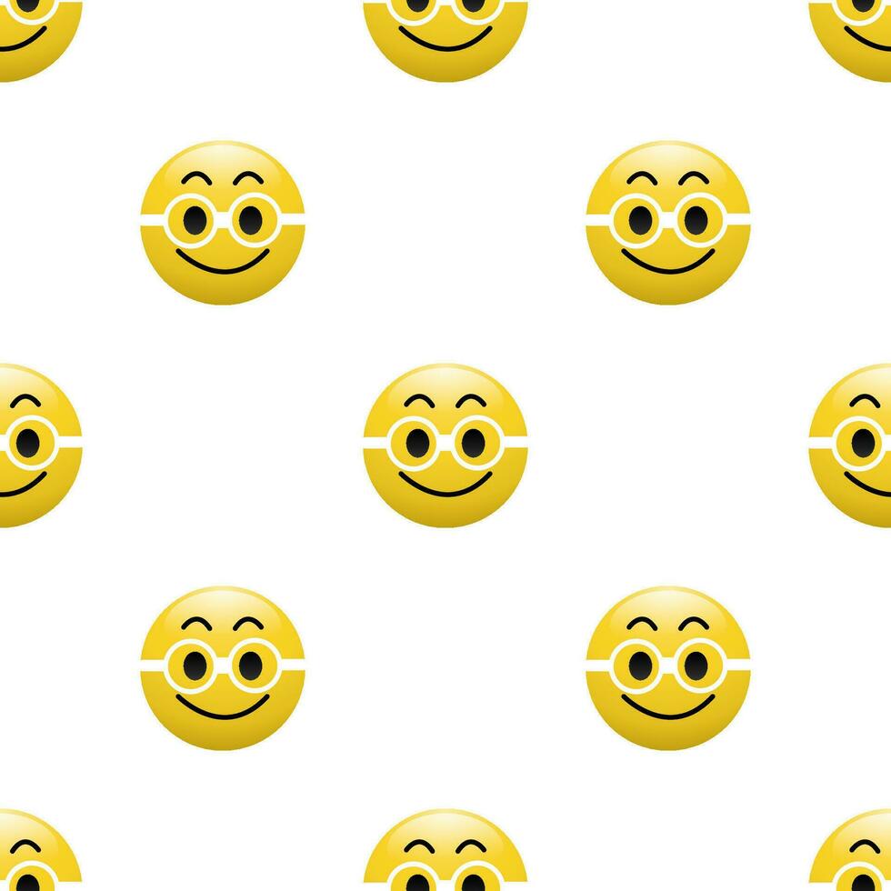 Yellow Head emoticon icon with Facial expressions, Seamless pattern on white background. vector