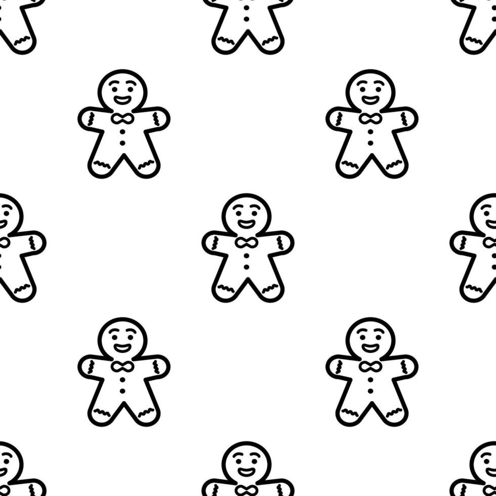 Gingerbread seamless pattern on white background. vector