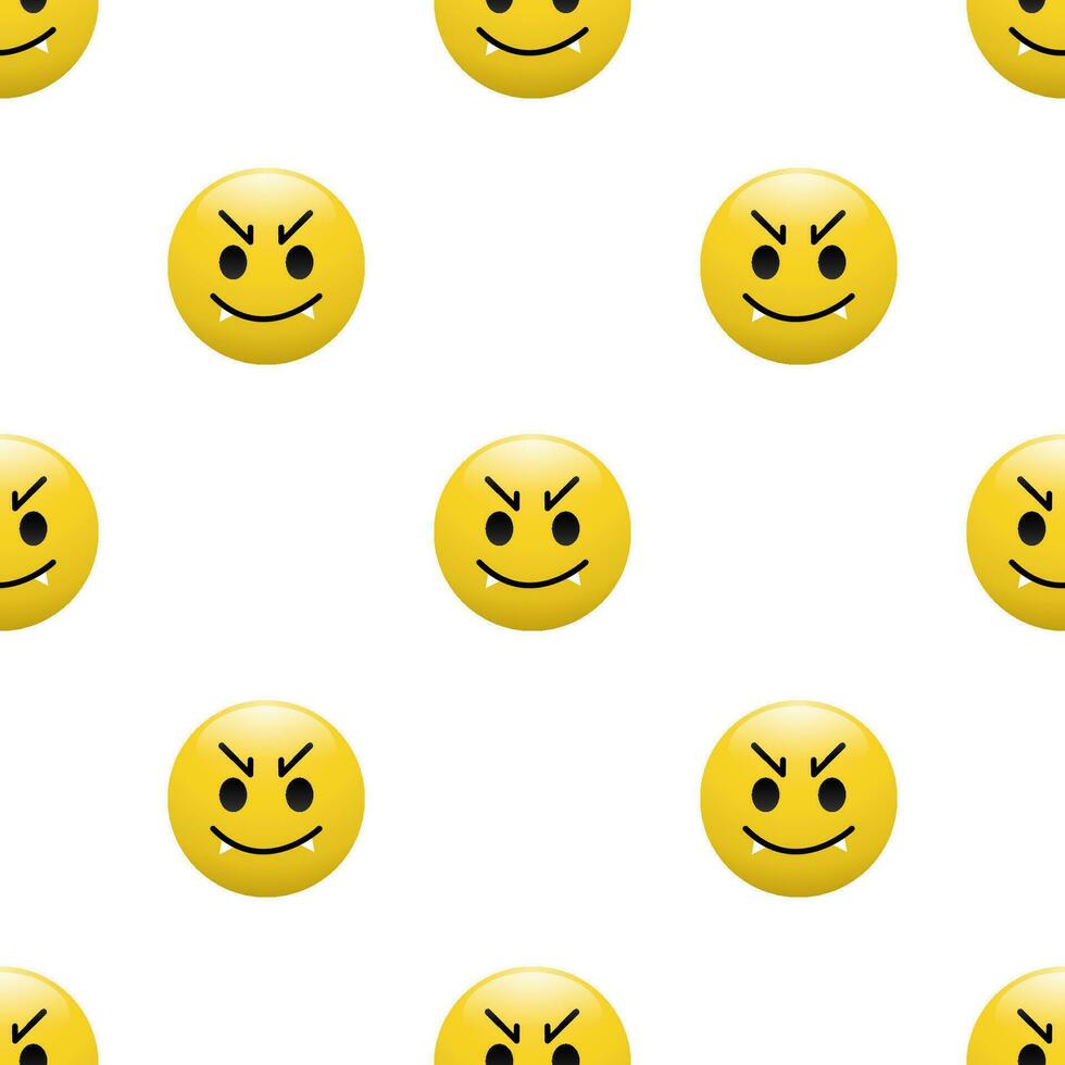 Yellow Head emoticon icon with Facial expressions, Seamless pattern on white background. vector