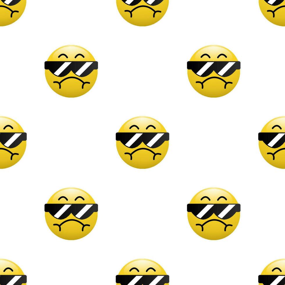 Yellow Head emoticon icon with Facial expressions, Seamless pattern on white background. vector