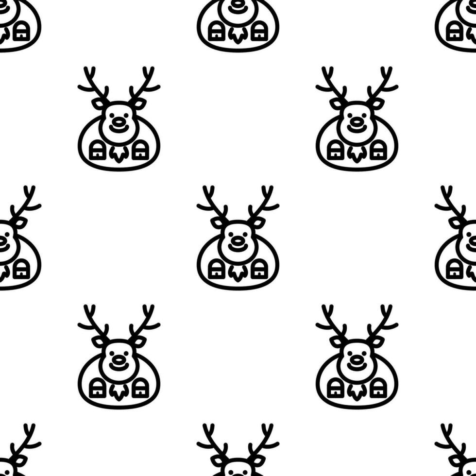 Cute Reindeer seamless pattern on white background. vector