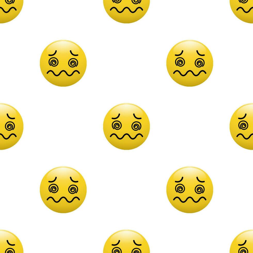 Yellow Head emoticon icon with Facial expressions, Seamless pattern on white background. vector