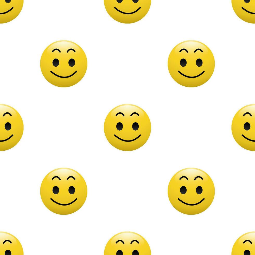 Yellow Head emoticon icon with Facial expressions, Seamless pattern on white background. vector