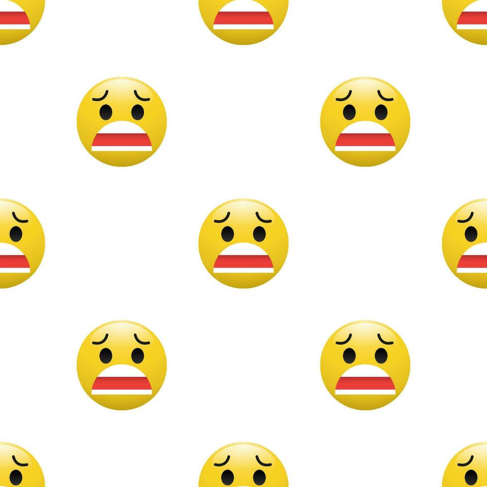 Yellow Head emoticon icon with Facial expressions, Seamless pattern on white background. vector