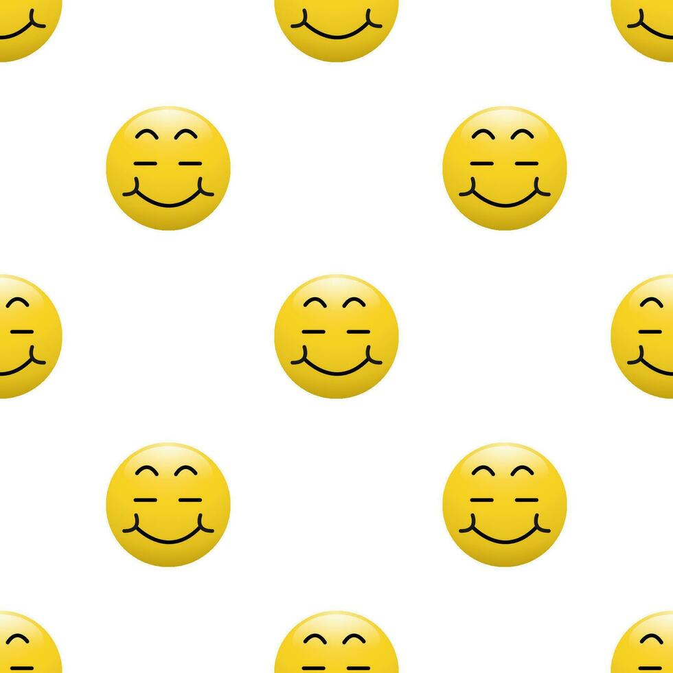 Yellow Head emoticon icon with Facial expressions, Seamless pattern on white background. vector