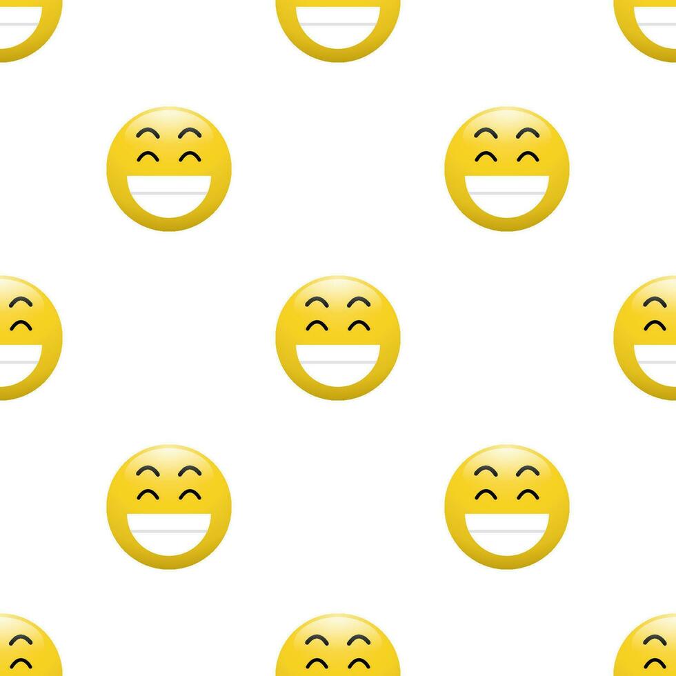 Yellow Head emoticon icon with Facial expressions, Seamless pattern on white background. vector