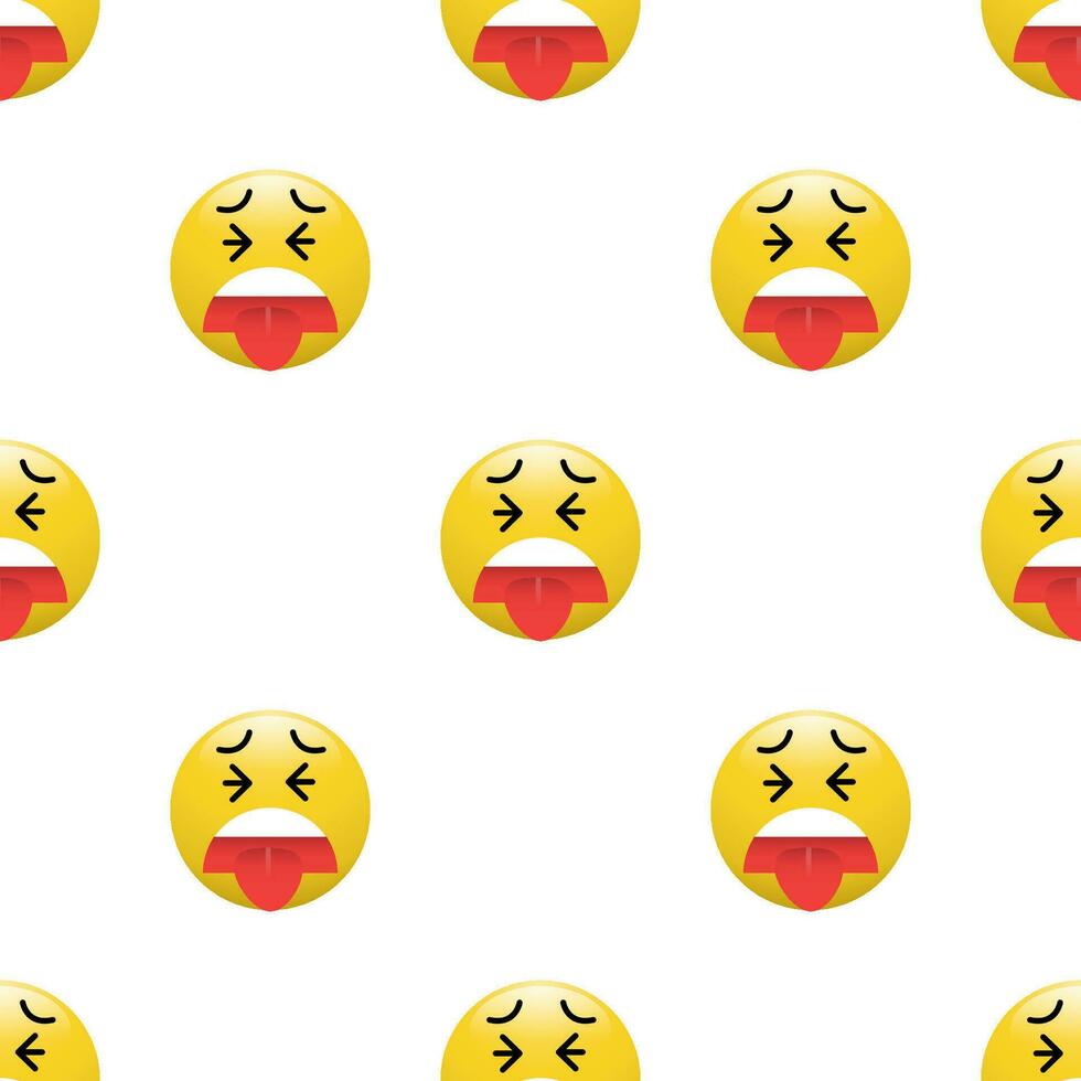 Yellow Head emoticon icon with Facial expressions, Seamless pattern on white background. vector