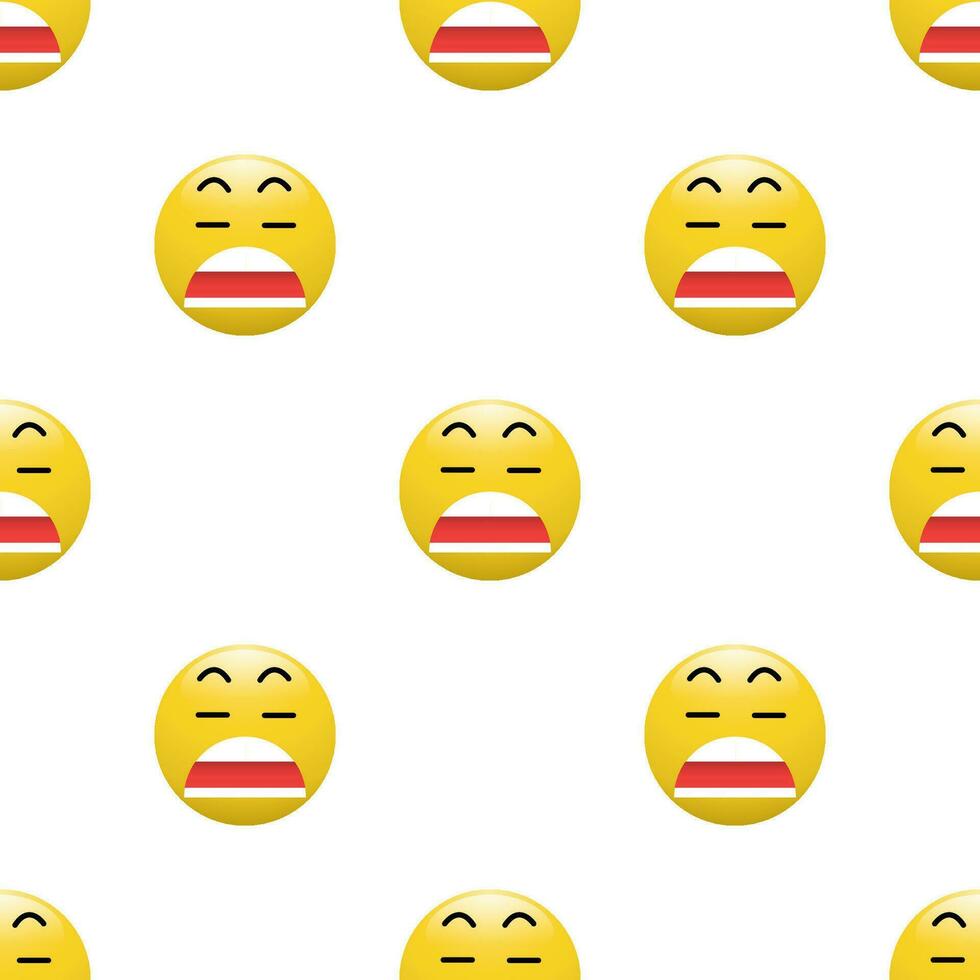 Yellow Head emoticon icon with Facial expressions, Seamless pattern on white background. vector