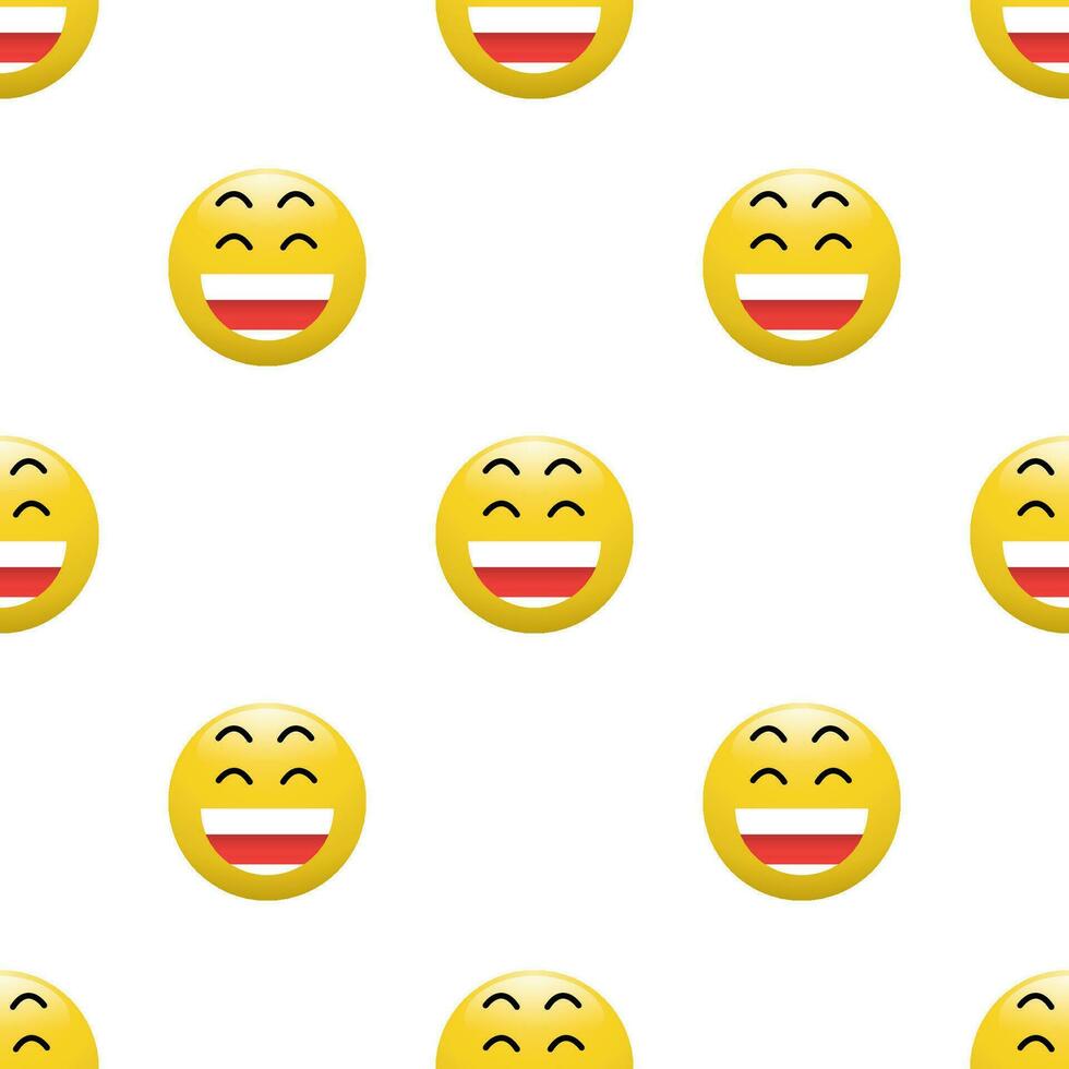 Yellow Head emoticon icon with Facial expressions, Seamless pattern on white background. vector