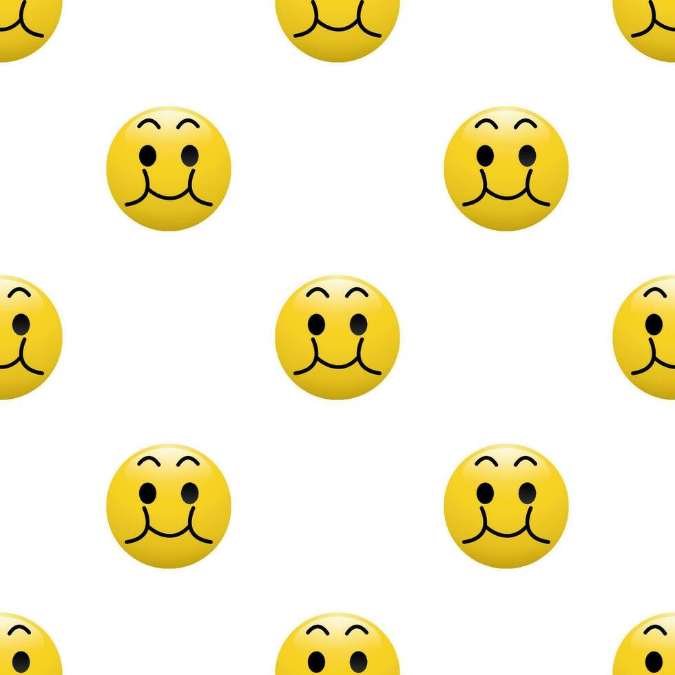 Yellow Head emoticon icon with Facial expressions, Seamless pattern on white background. vector