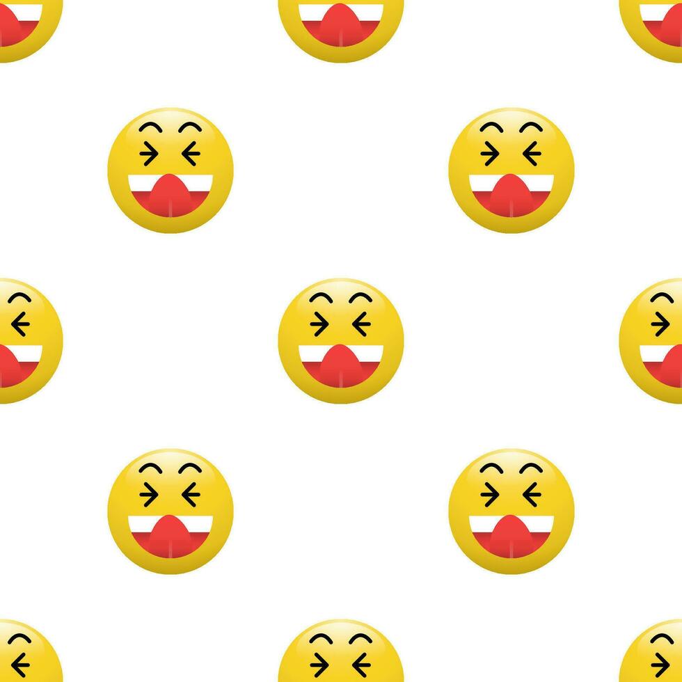 Yellow Head emoticon icon with Facial expressions, Seamless pattern on white background. vector