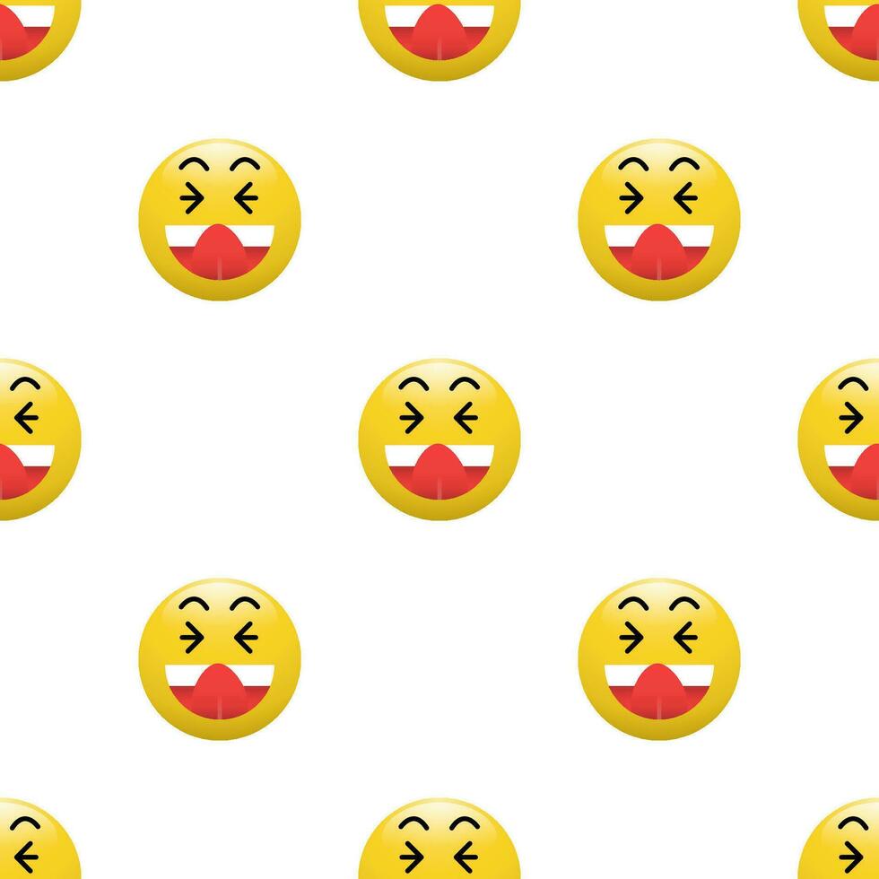 Yellow Head emoticon icon with Facial expressions, Seamless pattern on white background. vector