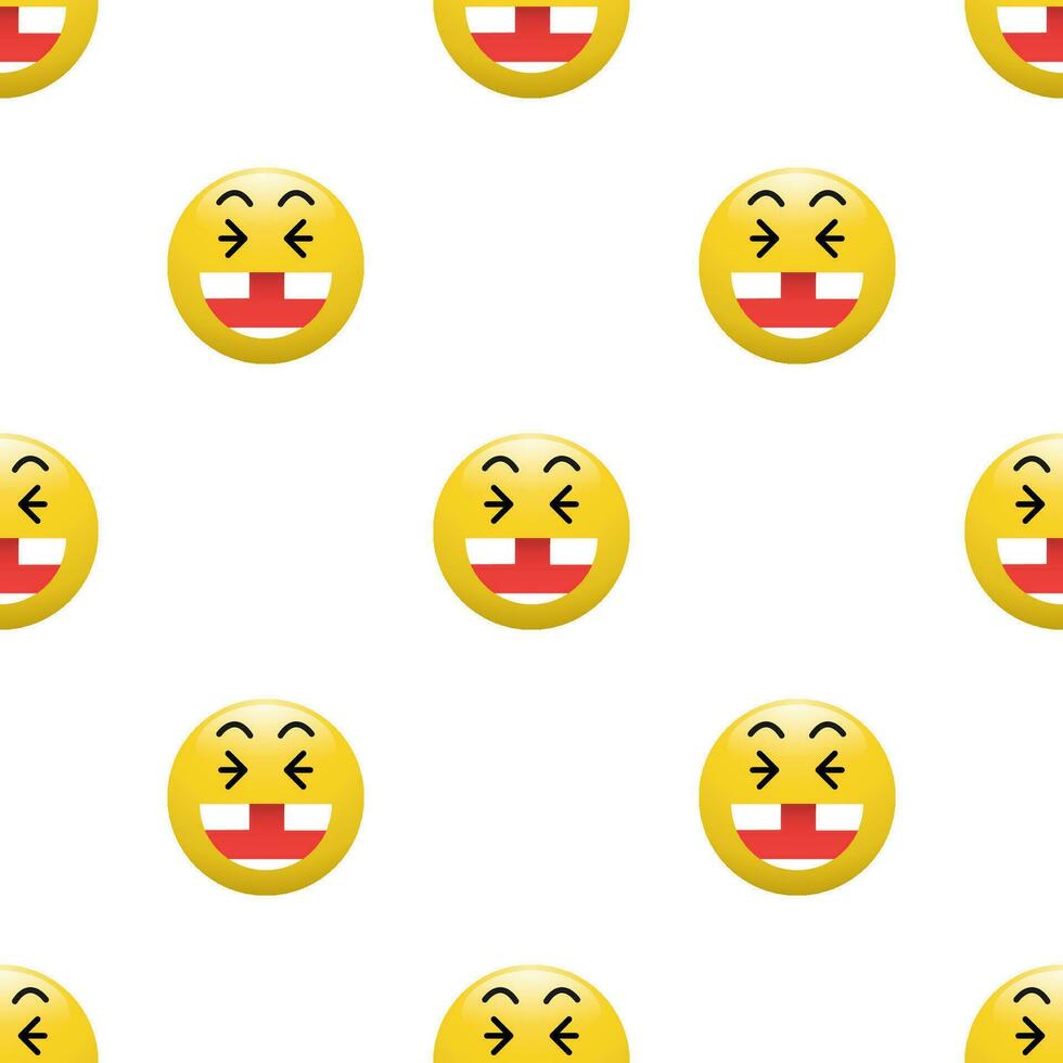 Yellow Head emoticon icon with Facial expressions, Seamless pattern on white background. vector