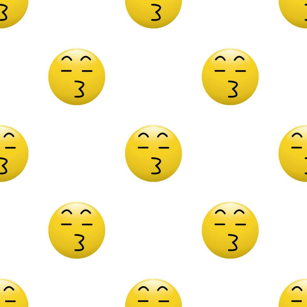 Yellow Head emoticon icon with Facial expressions, Seamless pattern on white background. vector