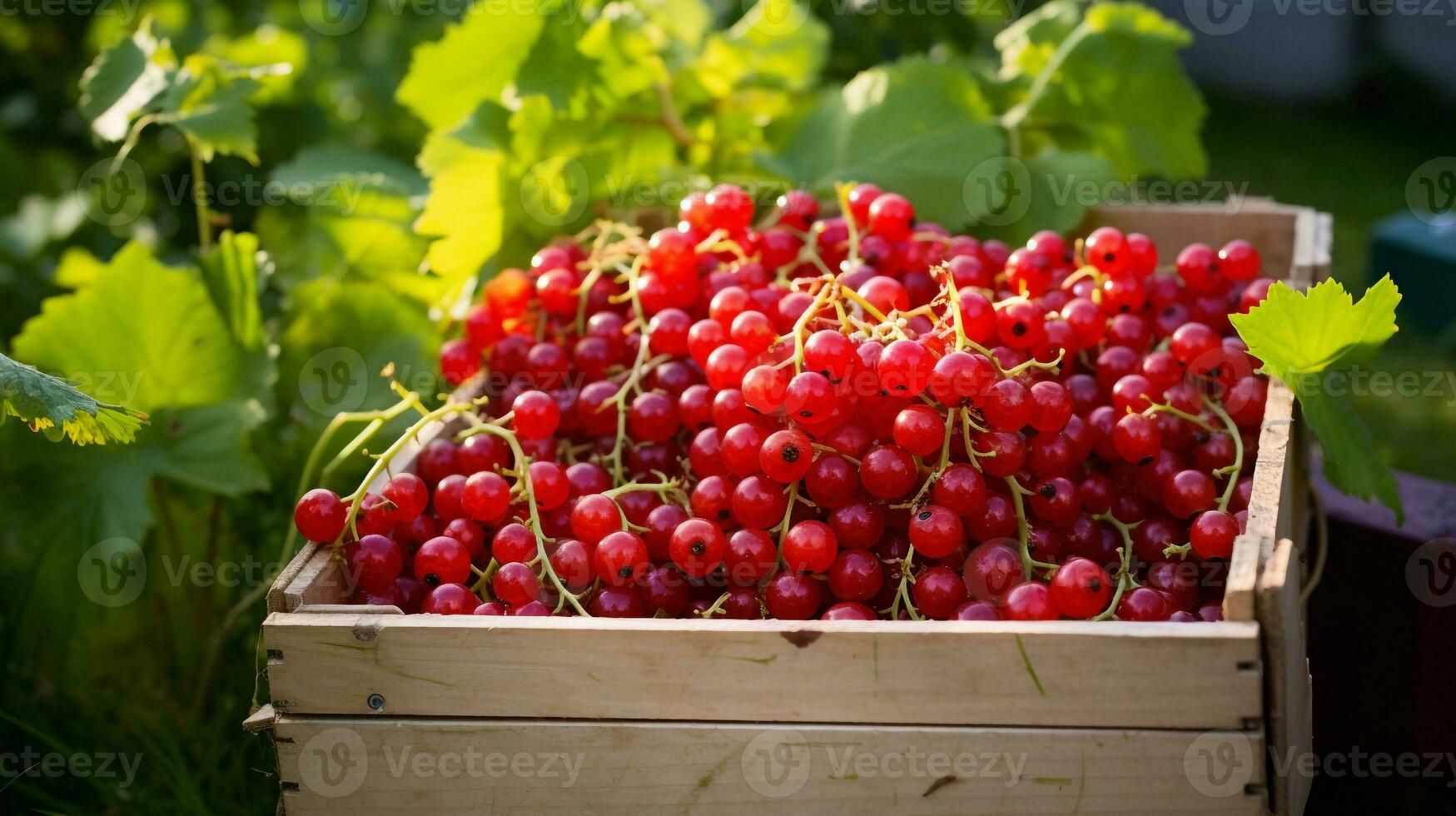 Freshly picked Redcurrent fruit from garden placed in the boxes. Generative AI photo