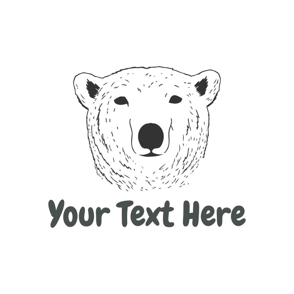 retro Clásico mano dibujado bosquejo de hielo polar oso pardo oso cabeza cara icono ilustración vector