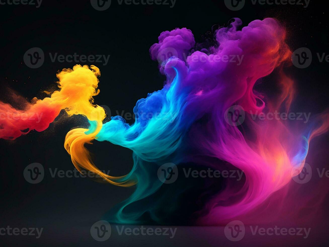 Abstract Light Bulb Colorful Smoke. Generative Ai photo