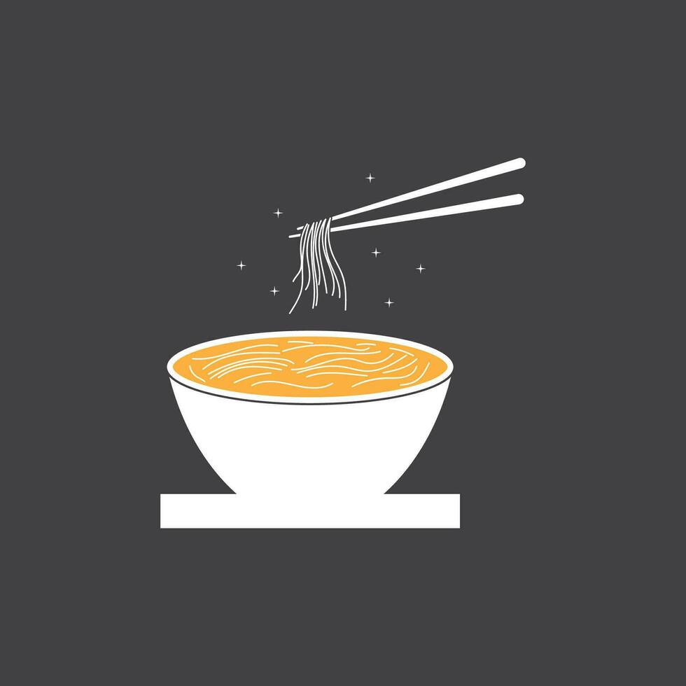 fideos comida fideos cuenco logo vector ilustración