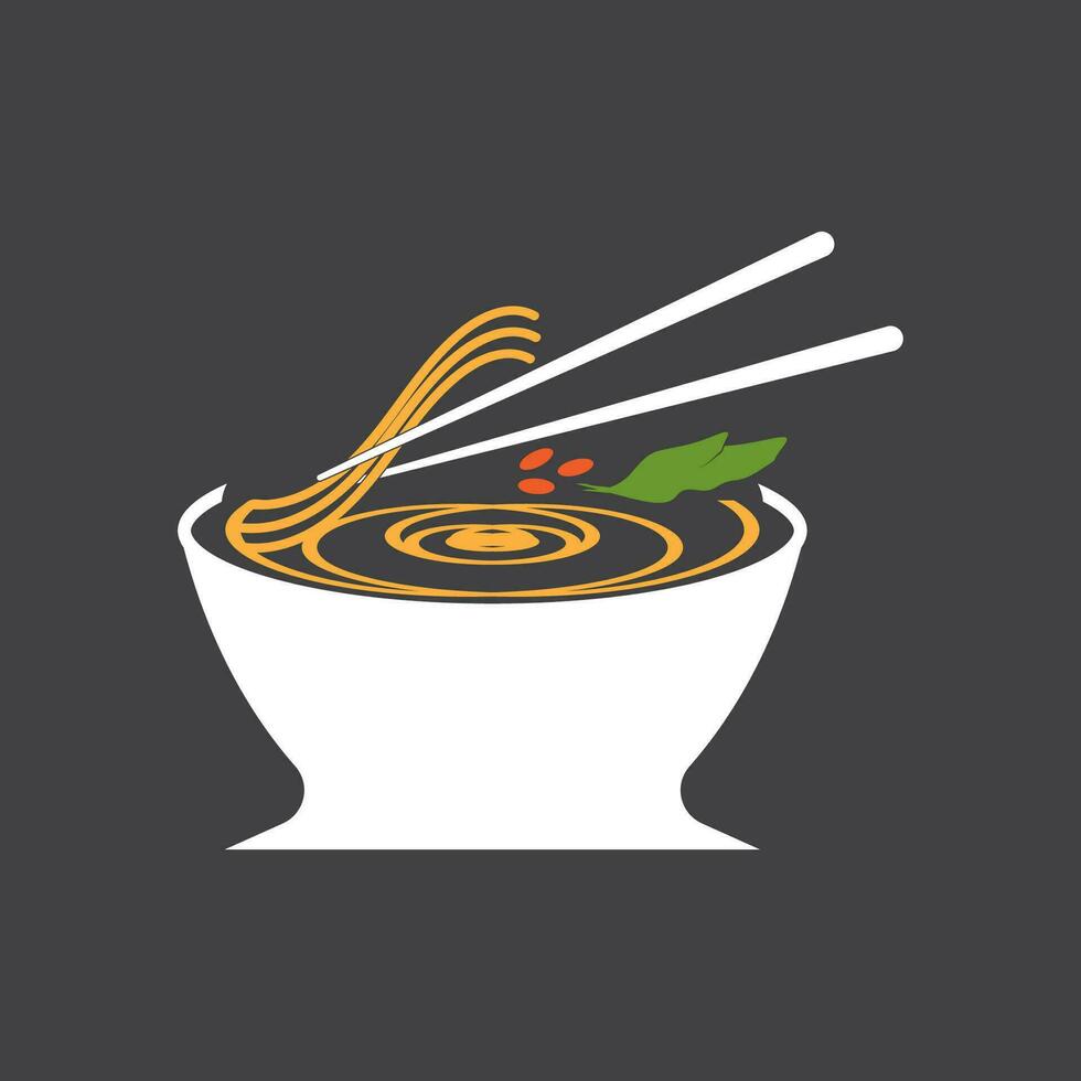 fideos comida fideos cuenco logo vector ilustración