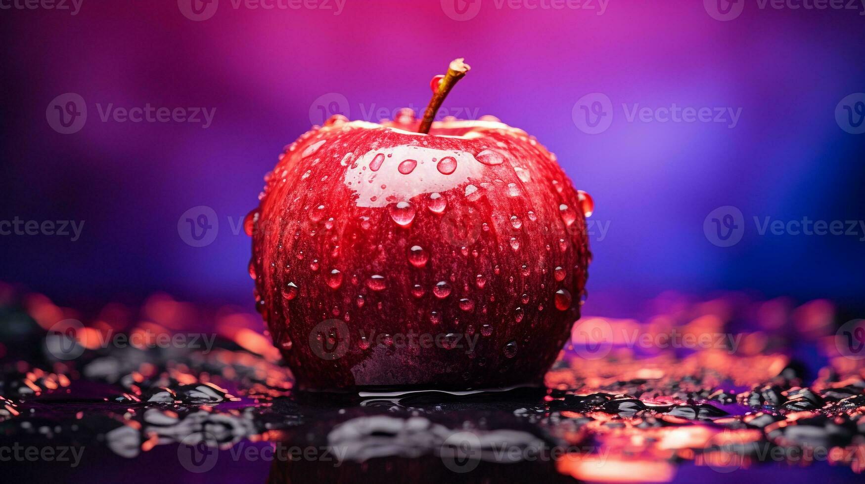 Photo of Water apple fruit half against a colorful abstract background. Generative AI