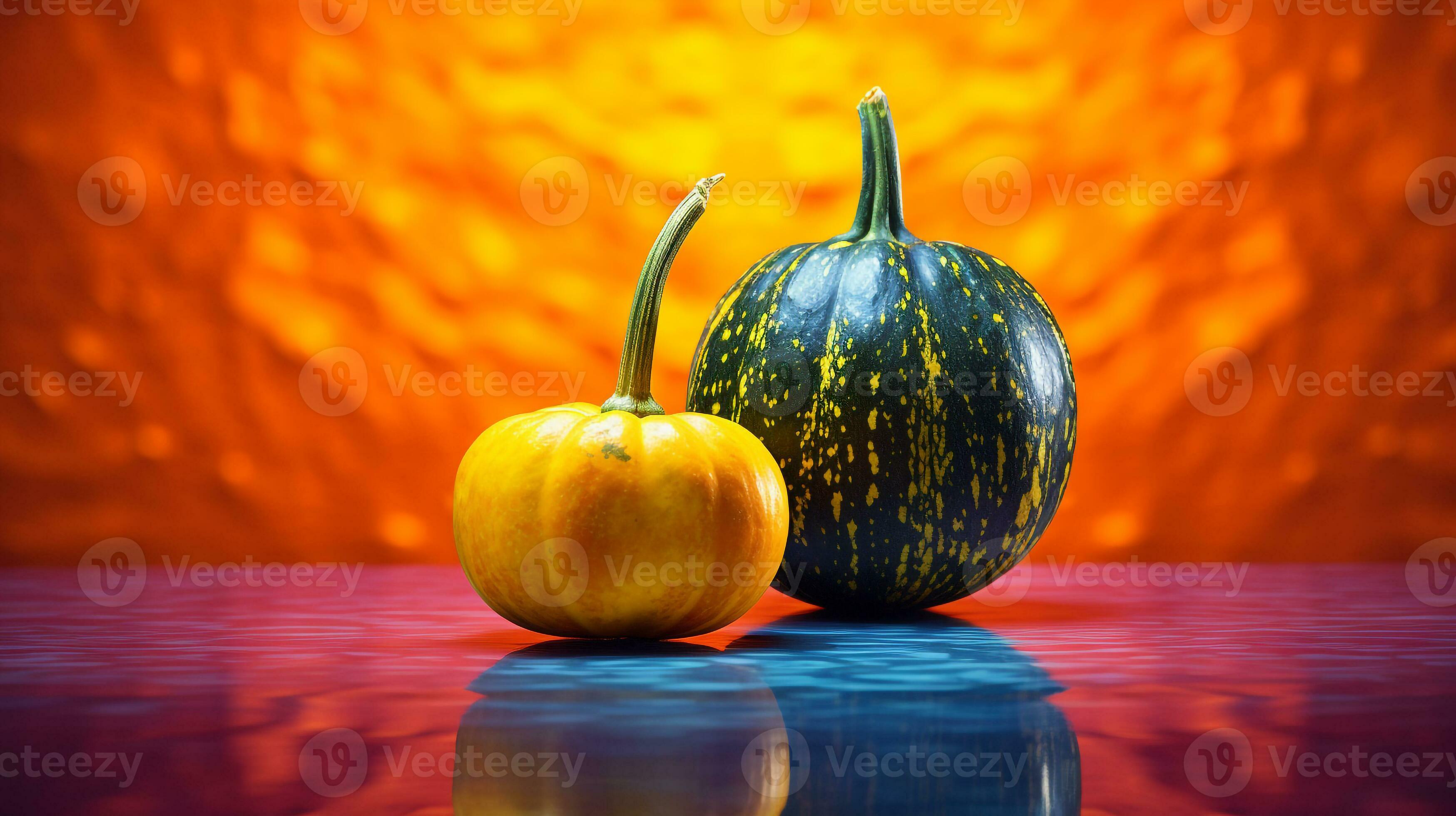 Photo of Squash fruit half against a colorful abstract background