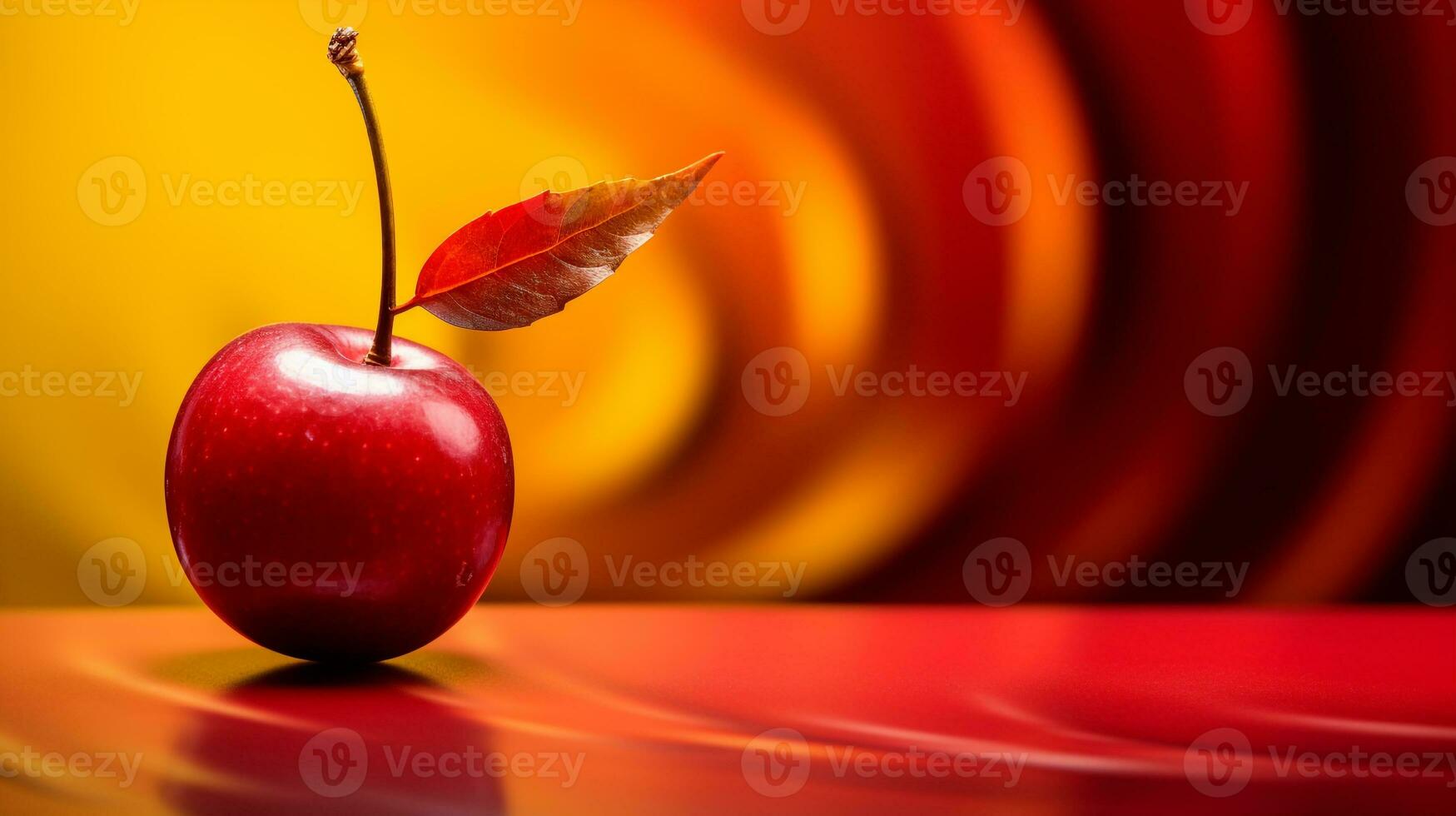 Photo of Surinam cherry fruit half against a colorful abstract background. Generative AI