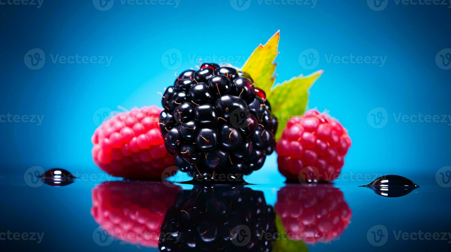 Photo of Salalberry fruit half against a colorful abstract background. Generative AI