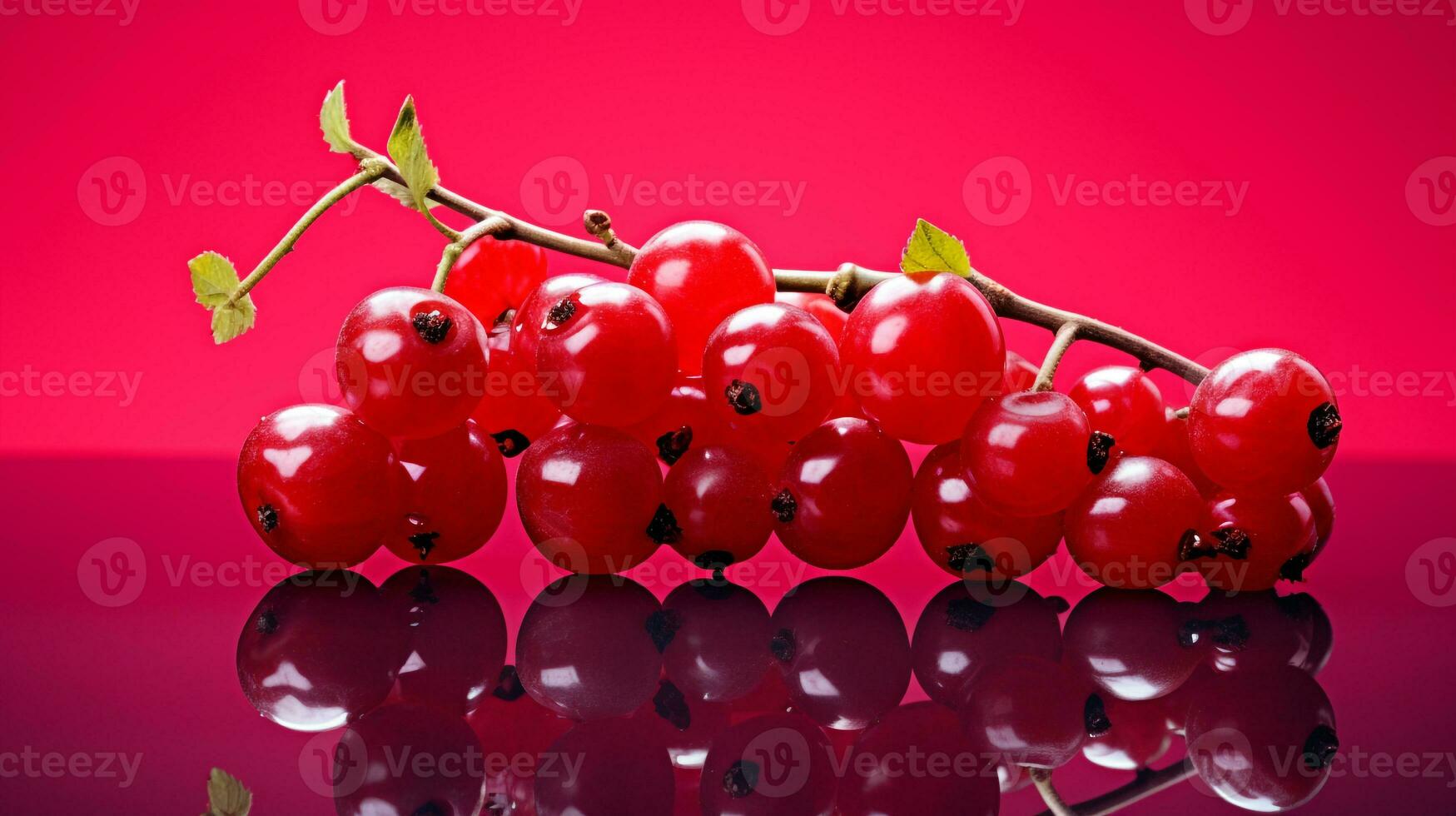Photo of Red currant fruit half against a colorful abstract background. Generative AI
