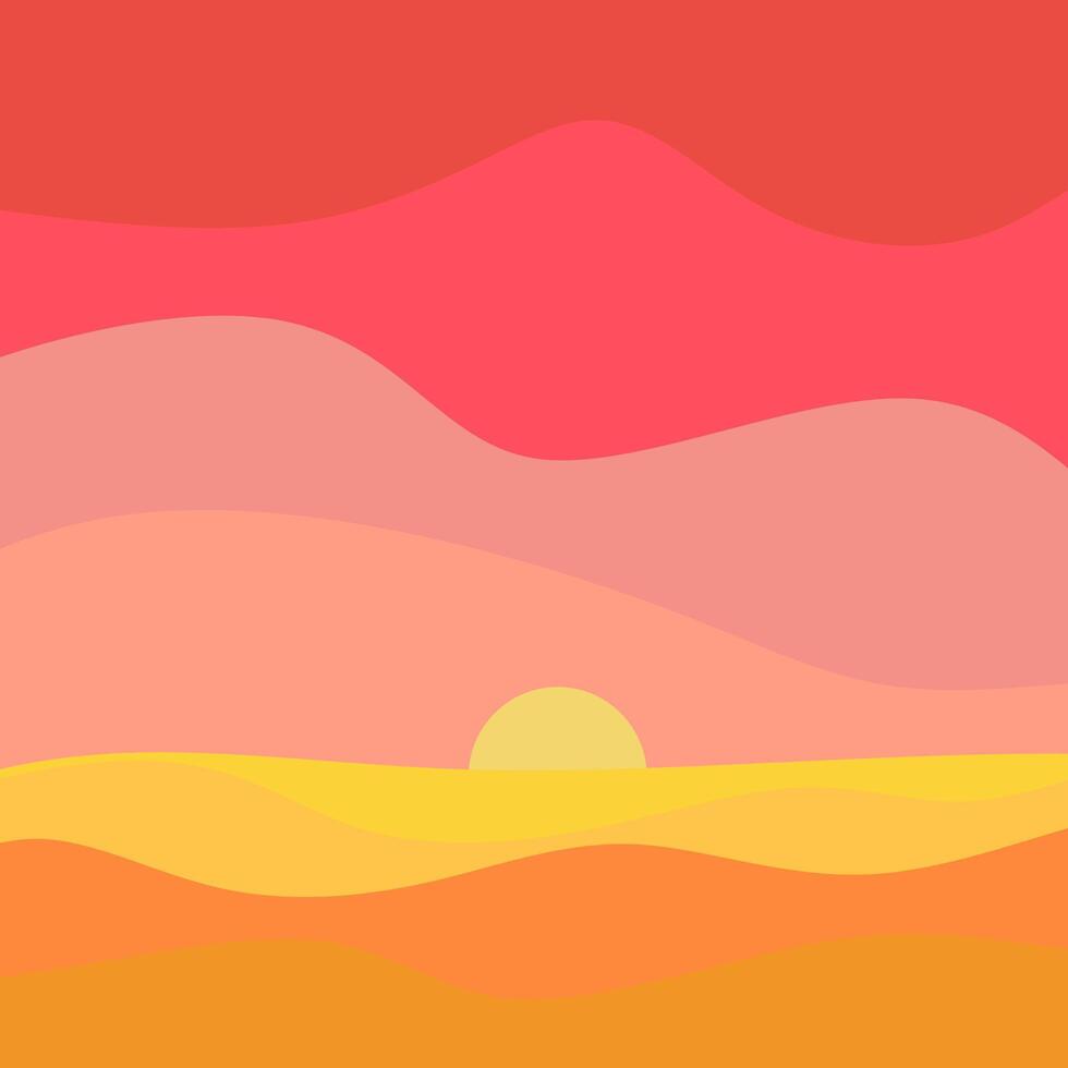 Sea Beach Sunset Vector Illustration Background