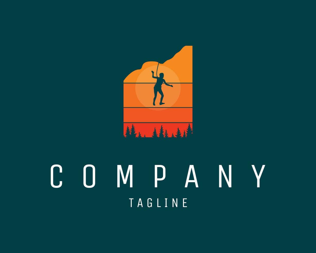 mountain climber vector silhouette. isolated climber hanging from a