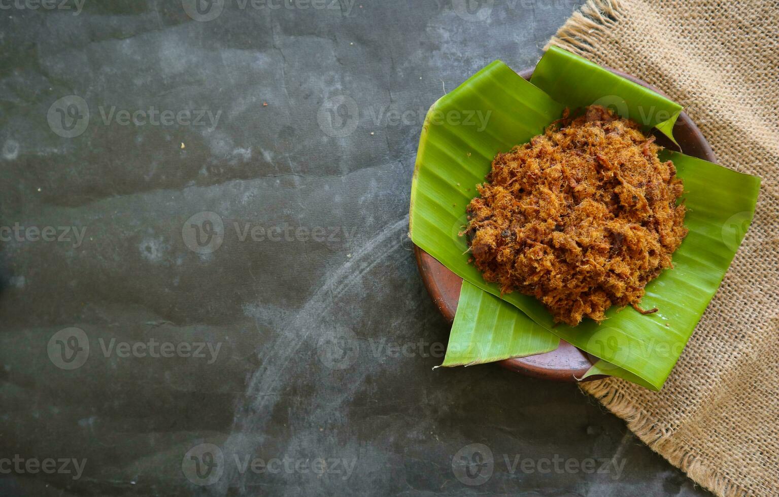 abon made of meat, minced meat dishes made with brown sugar and dried, preserved foods. Indonesian Asian food photo