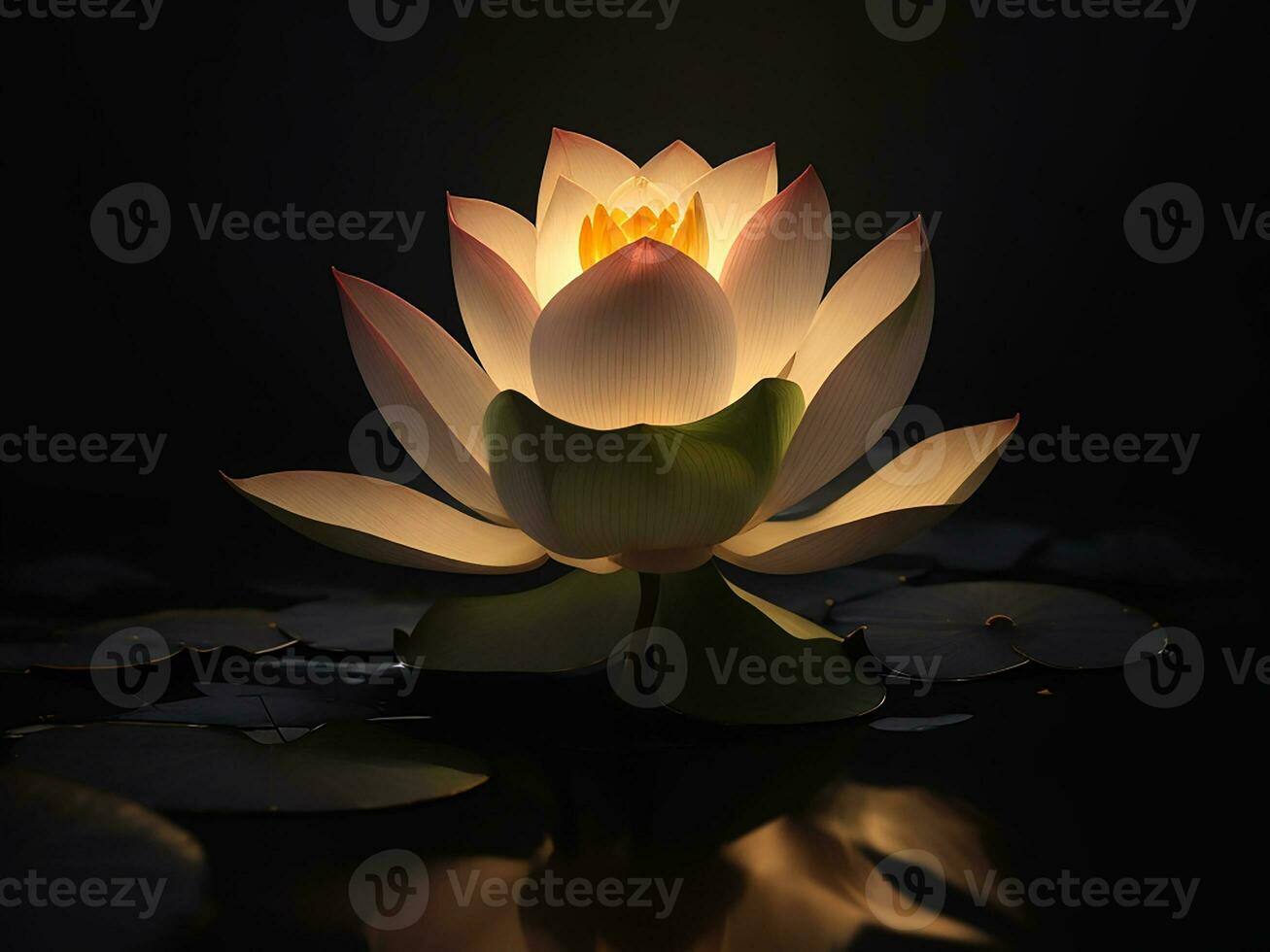 A lovely lighting lotus. Generative Ai photo