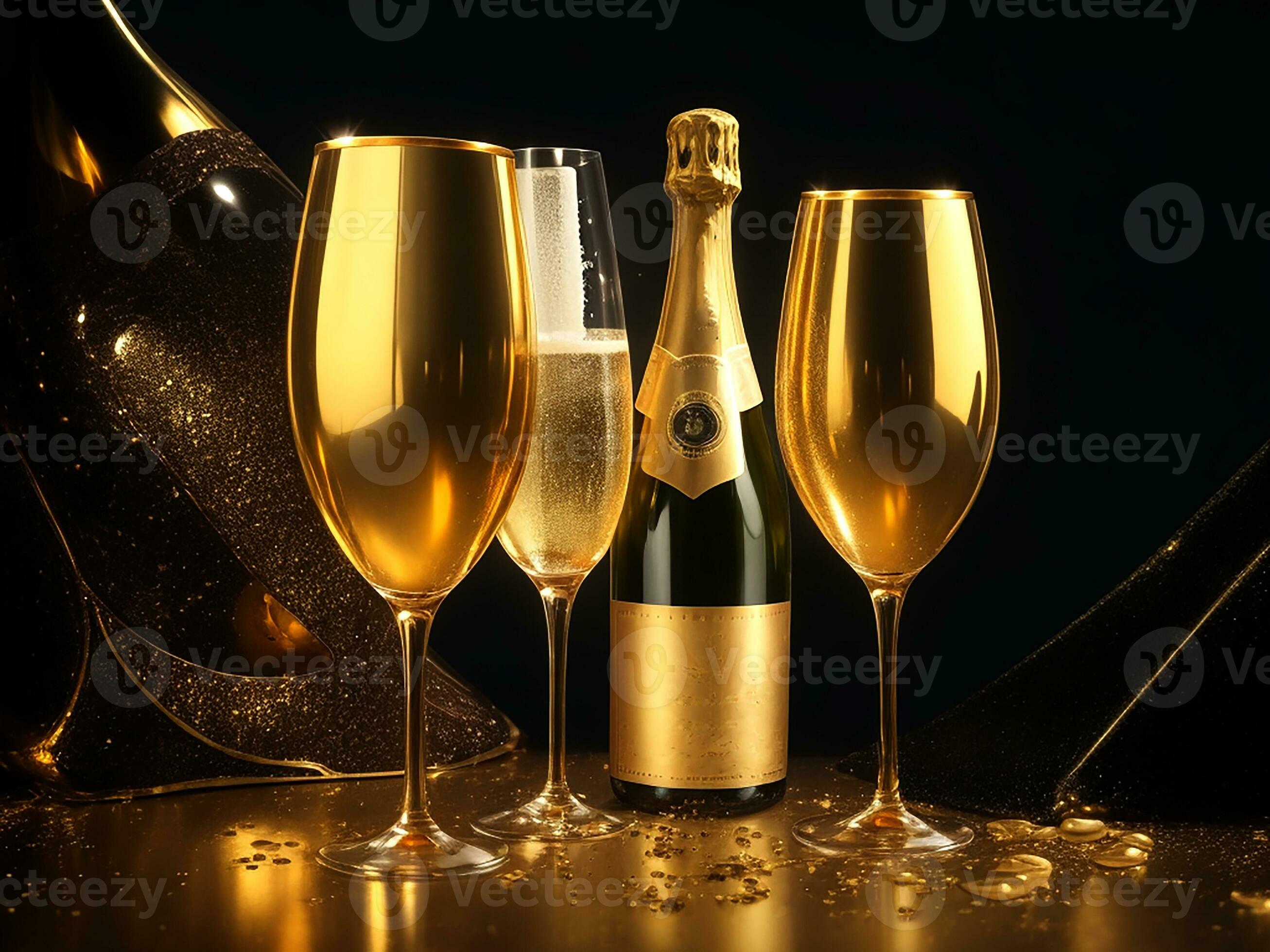 Champagne Celebrated Golden Background. Generative Ai 32985702 Stock