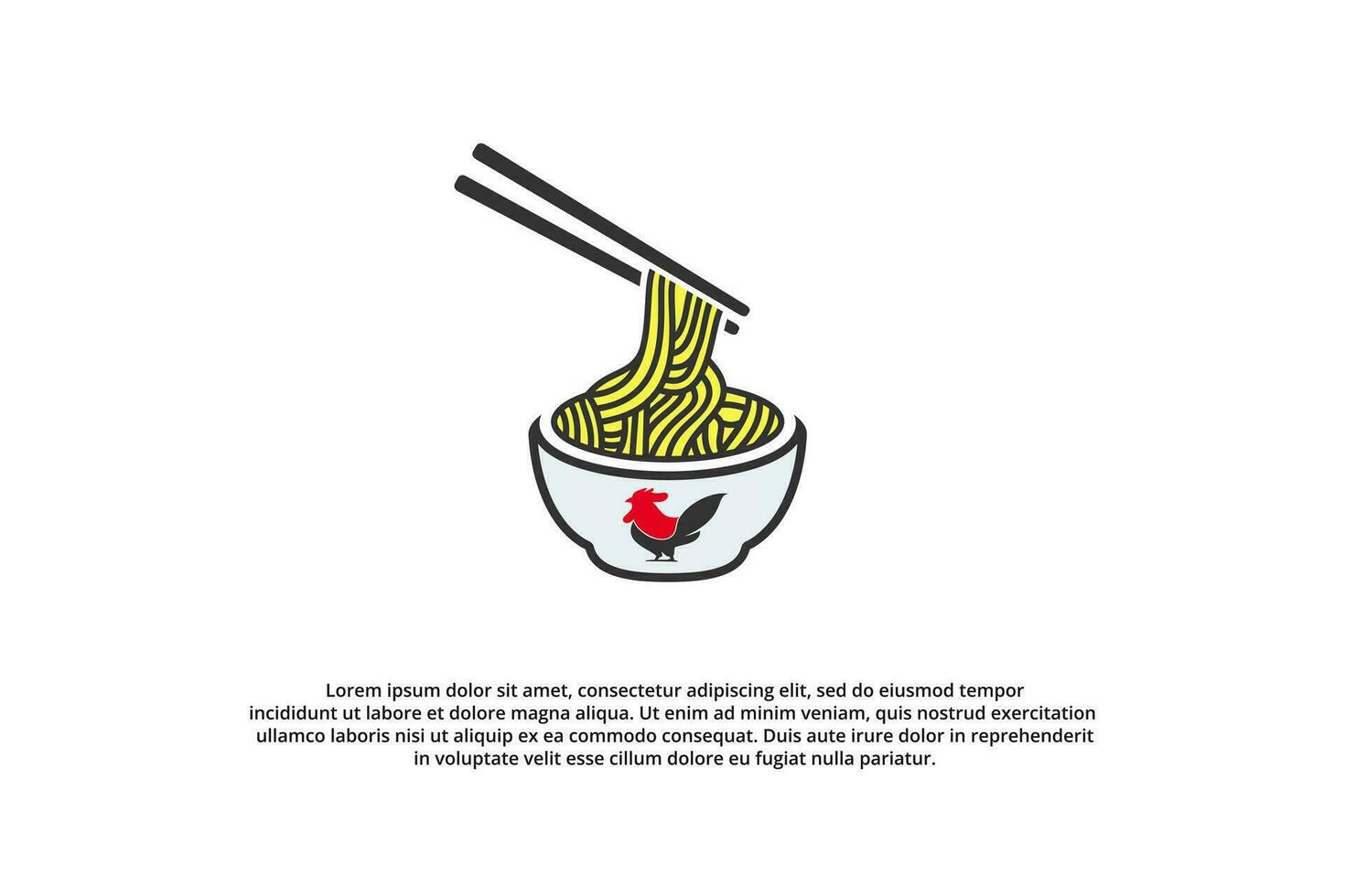 logo chicken bowl noodle rooster vector