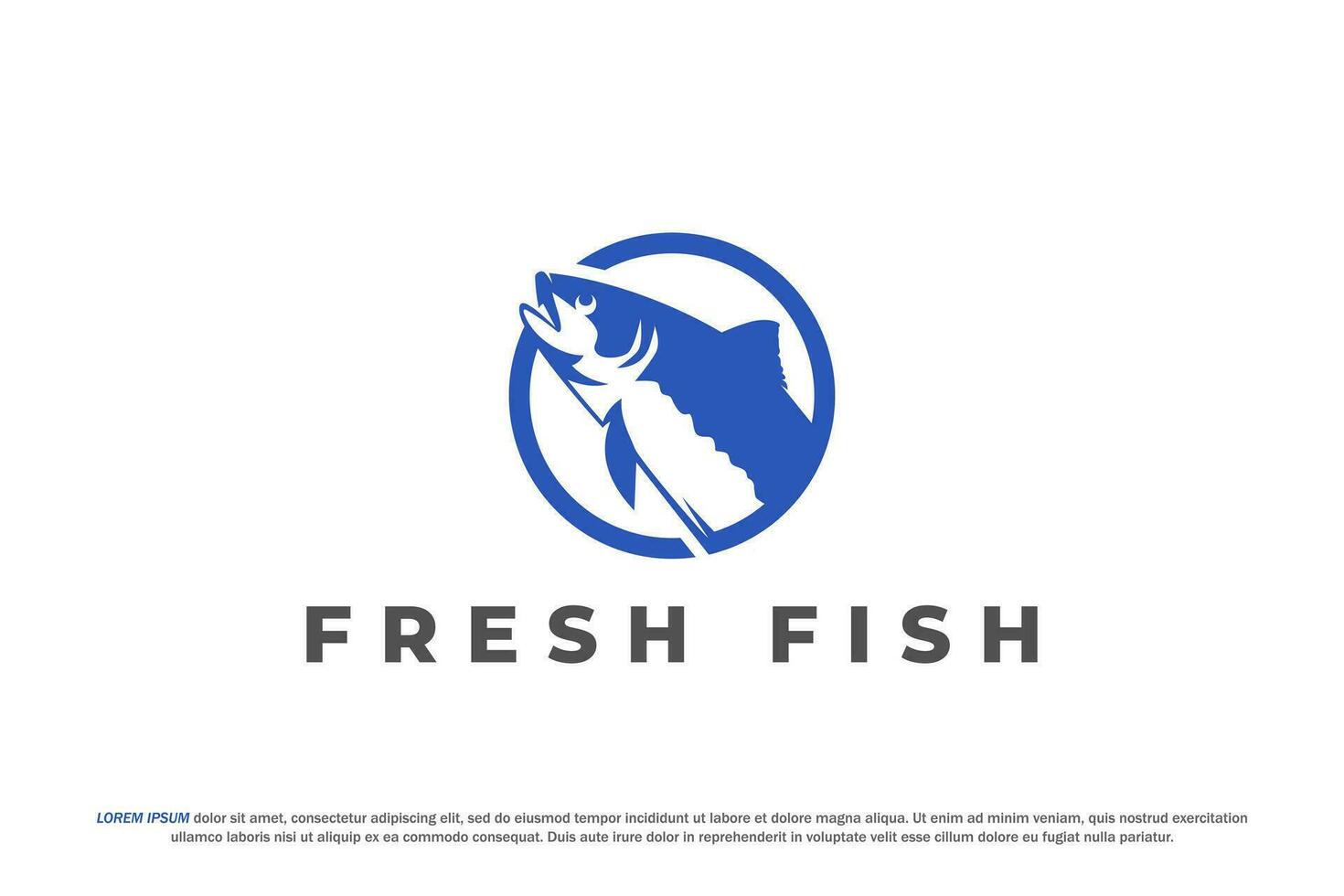 fresh fish circle salmon logo vector