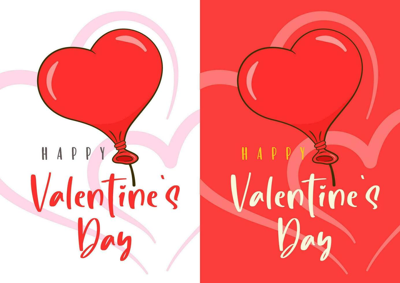 contento San Valentín día letras con globos dos tarjeta plantillas vector