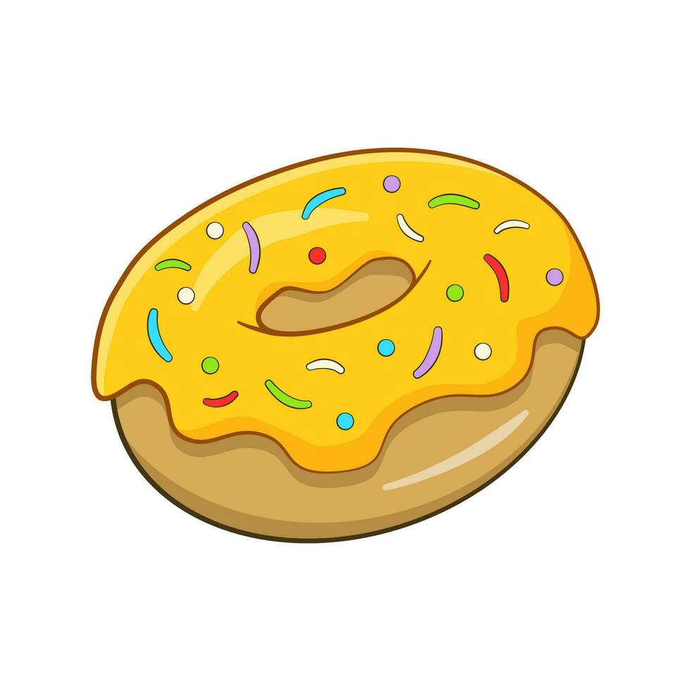 Yellow donut with sprinkles vector