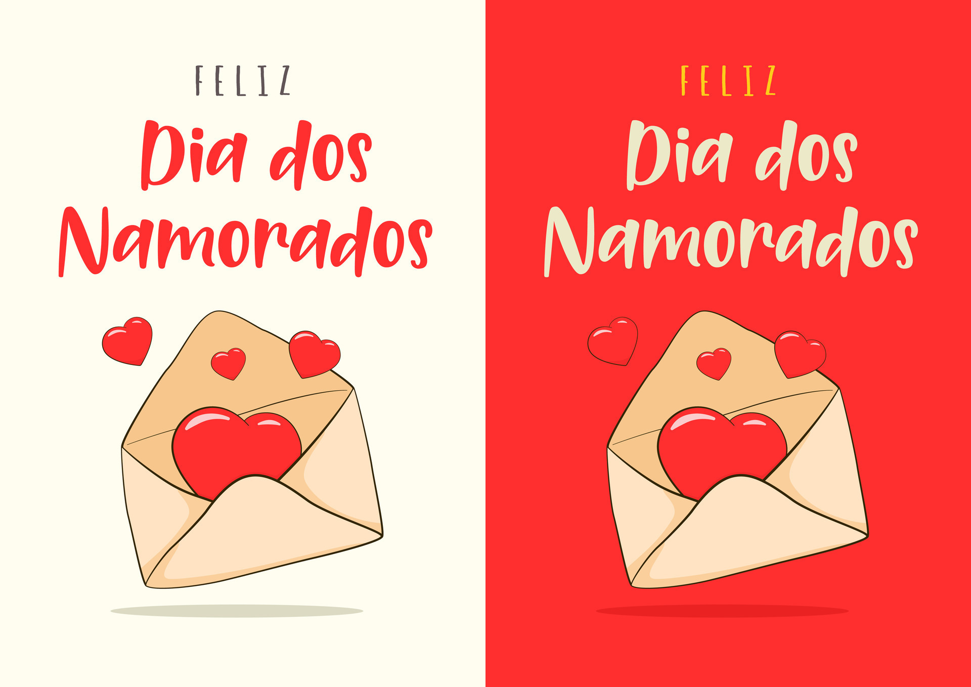 Happy Valentine's Day lettering in Portuguese - Feliz Dia dos Namorado. Two  card templates 32985862 Vector Art at Vecteezy