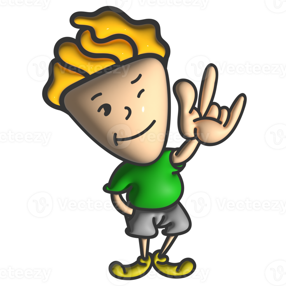 Young boy showing finger with love gesture png
